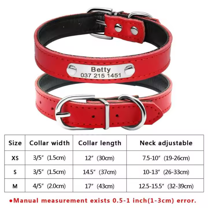 Perro personalizado Cuero PU, Collar de Perro personalizado, Collares mascotas grabado Free para Perros Pequeños, medianos - 1