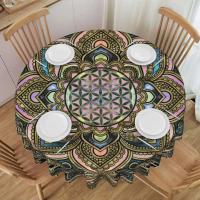 Mantel circular mandala, flor de loto de la vida, impermeable, resistente al aceite, 60 pulgadas, forma geométrica sagrada - details 88