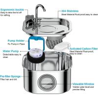 Fuente de agua automática para mascotas, dispensador de agua de acero inoxidable para perros, con ventana nivelada, 3,2 L - details 5