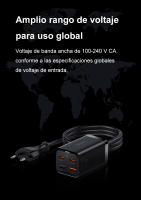 Baseus Cargador tipo c rápido de escritorio 65W GaN, cargador multiple 4 en 1 para iPhone, computadora portátil, Xiaomi y Samsung - details 12