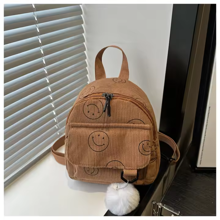 Niñas, Mochila, Estudiante, Color Sólido, Retro, Mochila Escolar, Mujer, Pana, Mochila, Casual - 1