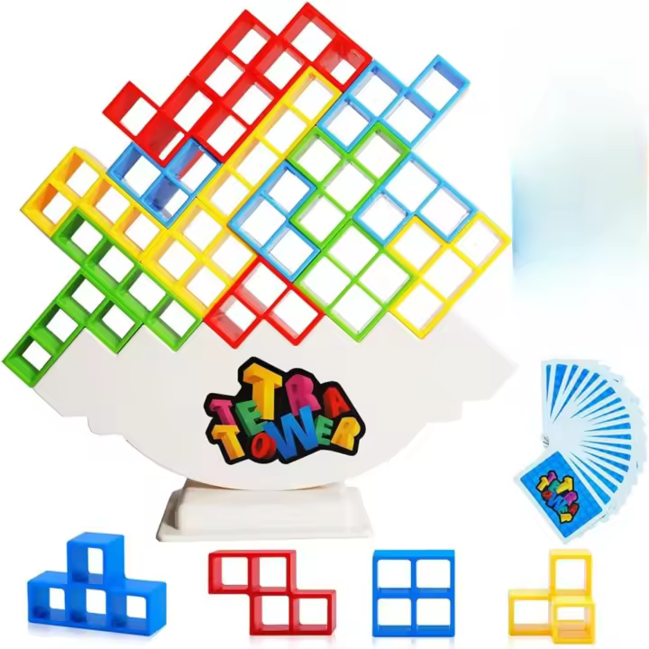 Juego de Equilibrio de Torre Tetra 32 Piezas de Tablero para 2+ Jugadores - 1