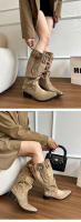 2025 Verano y otoño nueva moda Botas de pelo fino Botas altas de tacón grueso puntiagudo para mujer Hebilla de cinturón de gran tamaño - details 16