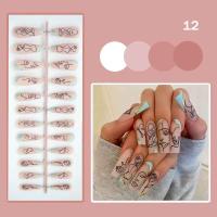 Arte de Uñas de Diseño Abstracto de Mariposa Prensa de Uñas Sin Pegamento, 24 Piezas, Estilo Luna/Sol/Venus Desnuda - details 1