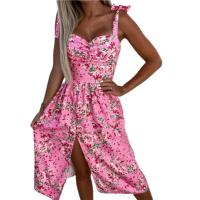 Vestido de verano sin mangas con estampado de flores de colores, vestido Midi con escote cuadrado, Espalda descubierta, ropa de vacaciones - details 13