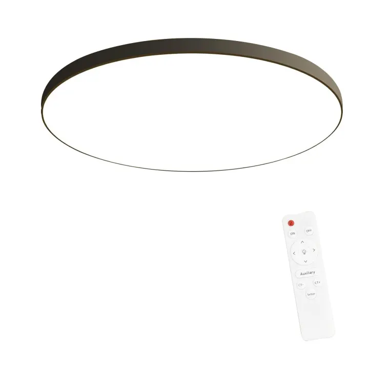 CBJKTX Luz de Techo LED Lámpara Plana para Dormitorio Lámpara de Cocina Negra Regulable 30W IP44 Lámpara de Bodega 28cm Lámpara de baño Control Remoto - 1