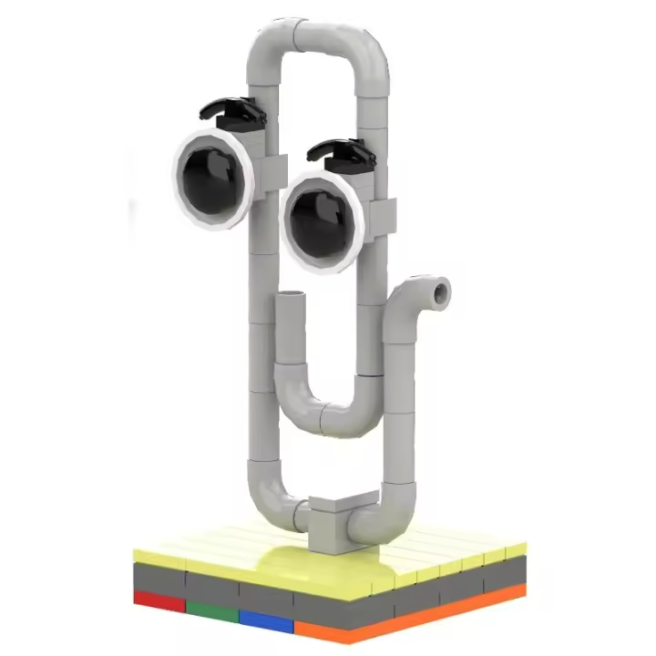 Clippy elefante blanco regalos MS Office Assistant bloques de construcción compatibles, divertido MS Office Clippy Model Toy Set, lindo elefante blanco divertido presente, Ideal para adultos niños - 1