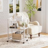 Carrito de Servicio de Bar de 3 Niveles, Carro de Bebidas con Ruedas y Estantes, Carrito de Bar rodante para Cocina Hogar Salón, Marrón Rústico y Negro - details 24
