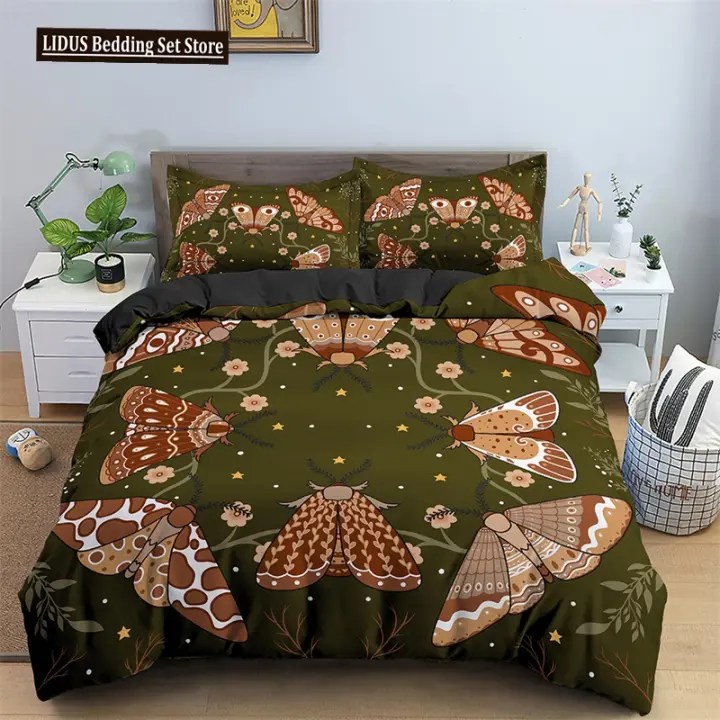 Juego de Ropa de Cama de Mariposa Hippie Boho Tamaño Rey completo Cubierta de Edredón de Microfibra - 1