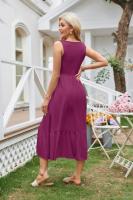 vestido sin mangas de verano para mujer, maxivestido plisado con cuello cuadrado, escalonado, informal, con bolsillos, 2025 - details 14