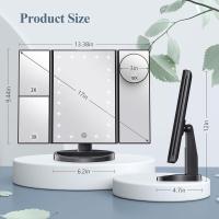 Espejo de maquillaje con luces, aumento 2X 3X 10X, espejo iluminado, control táctil, fuente de alimentación triple dual - details 3