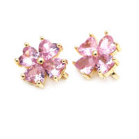 10 Uds. De latón y circonita de Color dorado de 18K, 3 agujeros, pulseras con conexión de flores, collares, cuentas espaciadoras, fabricación de joyas Diy de alta calidad - details 5