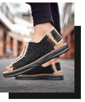 Sandalias trenzadas informales de punta abierta para hombre, sin cordones, de verano 2025 - details 1