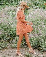 Vestido de gasa con estampado Floral para mujer, Vestido largo de verano con manga de mariposa, cintura alta - details 4