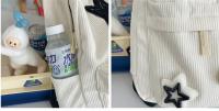 Mochila para ordenador portátil Y2K con diseño de estrella para niñas, mochila escolar de gran capacidad para estudiantes adolescentes, mochila de pana, bolso de hombro con doble correa - details 3