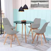 Juego de Mesa de Comedor y Sillas, 1 Mesa Redonda de 80 cm + 4 Sillas Blancas, de Diseño Nórdico - details 27