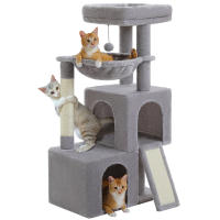 PAWZ Road Árbol para gatos de varios niveles con 2 acogedores condominios, hamaca, almohadilla rascadora para gatos, gran torre para gatos, poste rascador para gatos de interior, casa para gatos, juguetes para gatos - details 11