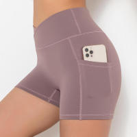 Pantalones cortos de gimnasio para mujer, yoga con bolsillo, leggings Fiess, pantalones cortos de cintura alta - details 15
