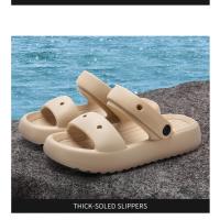 Sandalias deslizantes de doble correa para mujer, sandalias con correa para exteriores, informales, suela gruesa, para playa, impermeables, EVA, en espiga, DIY - details 18
