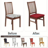 Cubiertas de Silla de Comedor Elásticas 4pcs Tela de Algodón Rojo Geométrico - details 5