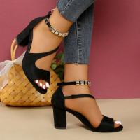 Tacones de Tacón Alto con Detalle de Cuentas Diseño de Punto Abierto, Cierre de Hebilla, Comodidad de Suela de Goma, Uso Todas las Temporadas - details 6