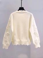 24 nuevo Otoño e Invierno wer idioma cárdigan de punto con perlas Sweetheart Daisy romántico borde ondulado suéter chaqueta - details 1