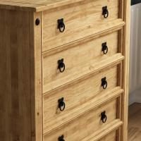 Cómoda Corona de 5 cajones, Hecha con Madera Maciza de Pino Mexicano, y Acabado Encerado Envejecido - details 3