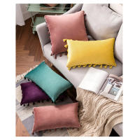 Bonenjoy 1 funda de cojín con borlas, funda de almohada de terciopelo, fundas de almohada de color sólido para decoración de sofá/cama/coche, 30x50/45x45/50x50 - details 1