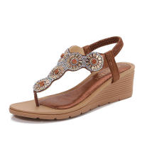 Sandalia Primavera 2025 Nuevas sandalias de mujer grandes con diamantes de agua y tacón inclinado con cabeza redonda - details 3