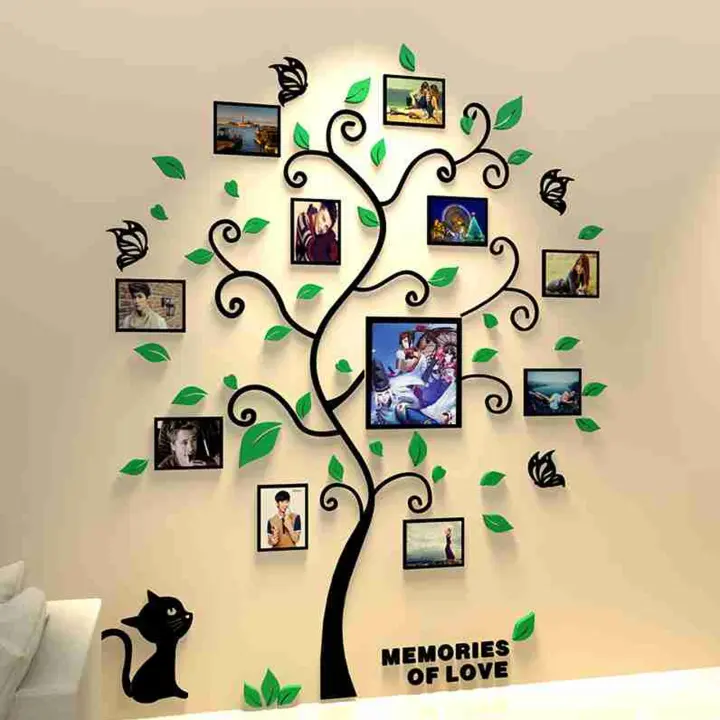Pegatinas de pared de árbol 3D, murales de arte, marcos de fotos familiares grandes, a prueba de agua - 1