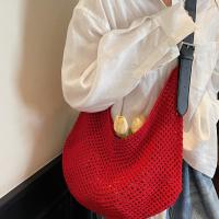 Bolso de hombro, bolso de punto ahuecado, bolso de hilo de algodón, bolso de mano de ganchillo, bolso de paja de playa bohemio de gran capacidad para estudiantes - details 18