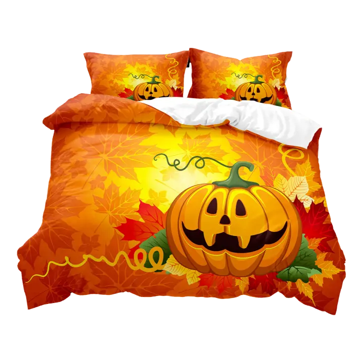Juego de Cubierta de Edredón de Calabaza de Poliéster Tamaño Cama King, Queen, Full Twin - 1