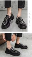 Zapatos casuales de cuero de vestir de diseñador para hombre, fáciles de usar, talla grande, nueva punta redonda alta - details 6