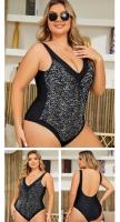 Traje de Baño de Talla Grande con Estampado de Flor Sexy Escote en V Profundo, Espalda Descubierta, Material de Poliéster - details 9