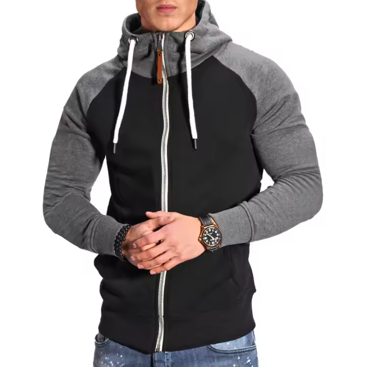 Sudadera deportiva para hombre, top con mangas de color en contraste, moda casual - 1