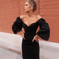 BUNO-vestido ajustado elegante de Color puro para Mujer, ropa de fiesta, Midi, informal - details 4