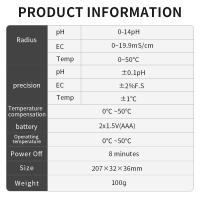 Probador de PH de alimentos portátil 3 en 1, medidor de temperatura multifuncional, LCD Digital, Detector de PH y EC para carne, queso, masa y agua - details 10
