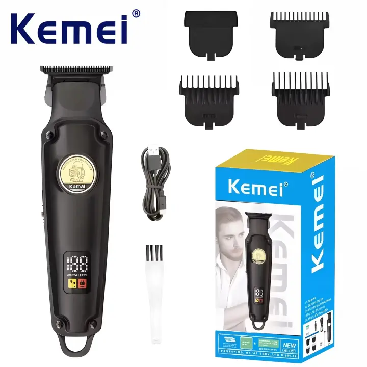 Kemei KM-2371 recortadora de barba y pelo, maquinilla de afeitar eléctrica para peluquero, máquina para cortar cabello con acabado recargable por Usb para hombres - 1