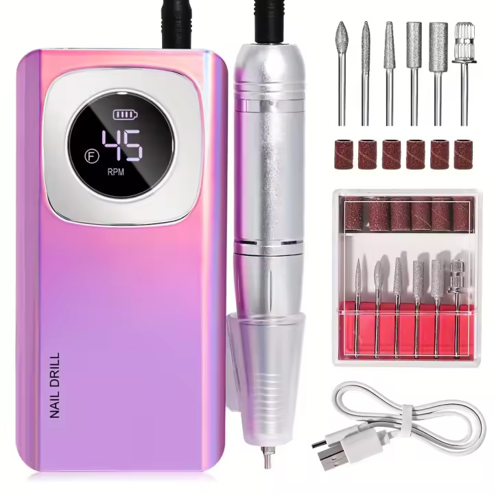 Juego de máquina profesional para arte de uñas que incluye lima de uñas, pulidor de uñas, eliminador de piel muerta, adecuado para - 1