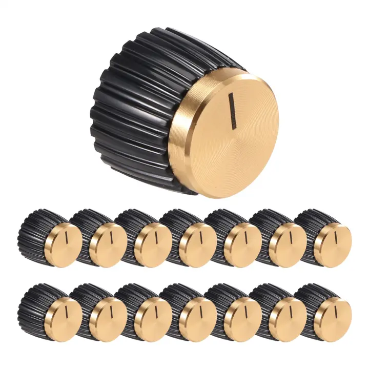 Amplificador de guitarra de 15 Uds., perillas de ajuste a presión, color negro con tapa de aluminio dorado, compatible con macetas de 6Mm de diámetro, amplificadores Marshall - 1