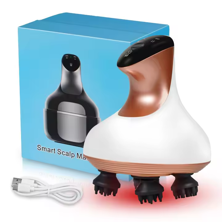 Masajeador de cabeza vibrante para cuero cabelludo, dispositivo eléctrico de mano, portátil e impermeable, 12 cabezas reemplazables, baño y lavado de cabello disponibles - 1
