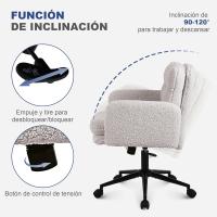 Silla Oficina de Respaldo Alto, Cómoda Silla Tocador con Altura Ajustable, Sillas Ordenador para Hogar y Dormitorio, Crema - details 26