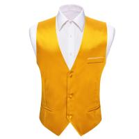 Chaleco de satén de seda sólida para hombre, chaqueta Formal sin mangas, color rojo liso, Tops informales para bodas y negocios, de diseñador, - details 20