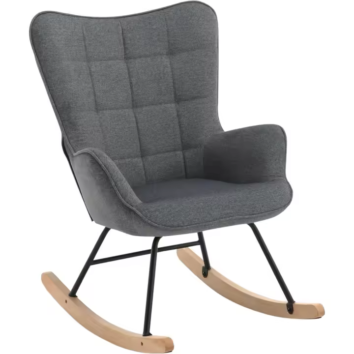 Mecedora Comoda para Adulto Mecedora Relajante de Metal Gris para Dormitorio y Salón 69x90x95 cm - 1