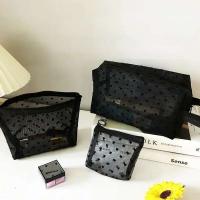 Bolsa con cierre de malla de nailon para cosméticos, organizador de artículos de tocador en forma de corazón, bolsas de maquillaje, multifuncional, lápiz labial, monedero - details 1