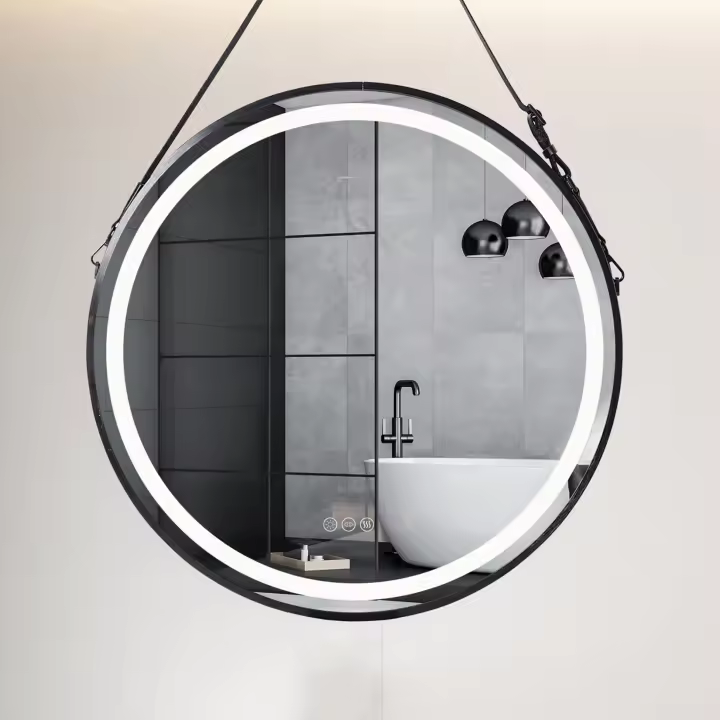 UNHO Espejo Baño Luz Led Redondo de Pared Antivaho Decorativo para Lavavo Tocador, 60x60cm - 1