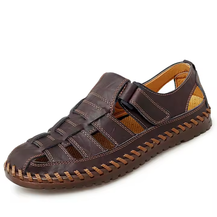 Sandalias romanas de cuero genuino para hombre, zapatos informales de negocios, zapatillas para vadear en la playa al aire libre, talla grande 38-47 - 1