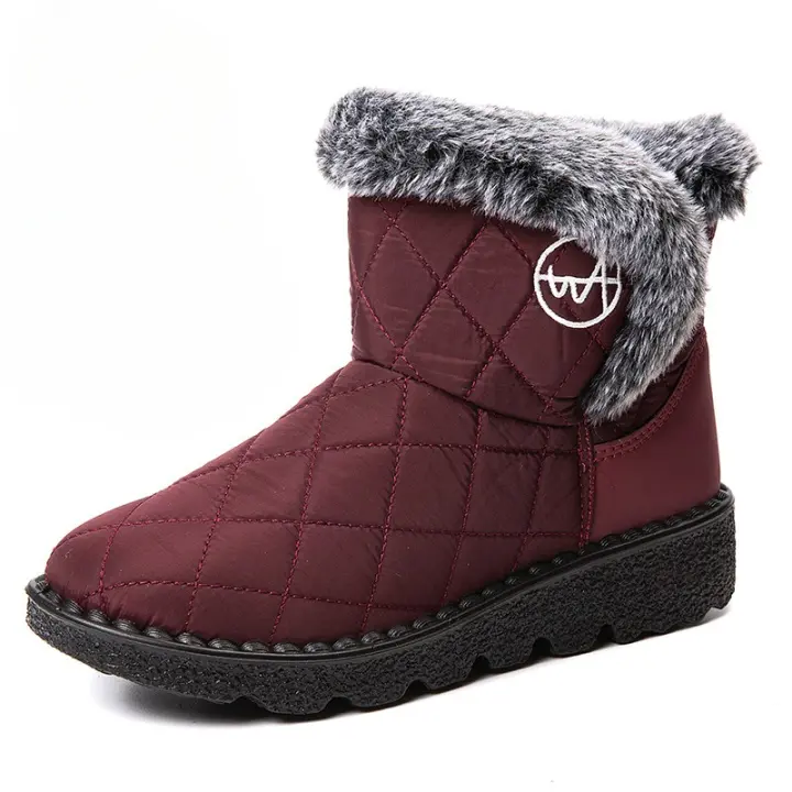 Botas de nieve para mujer, zapatos de algodón grueso de terciopelo, botas cortas versátiles de moda, novedad de otoño e invierno 2024 - 1