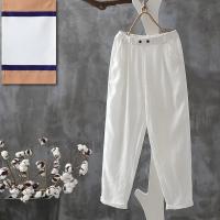 Pantalones de mujer de lino y algodón pantalones hasta el tobillo elásticos casuales sueltos primavera / verano - details 13