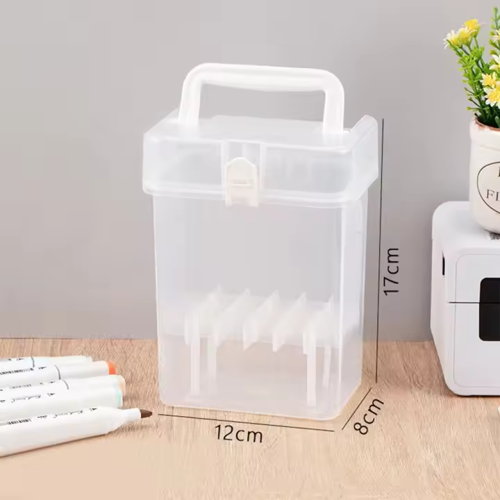 Rejillas de plástico para estudio, suministros para escuela, estudiantes, oficina, rotuladores, caja de almacenamiento, bandeja para manualidades, organizador de escritorio, contenedor de rotuladores - 1